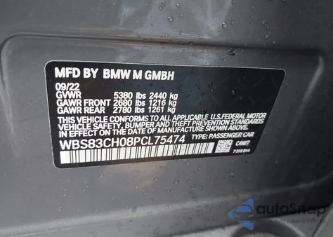 2023 BMW M5 z USA, uszkodzony, nr VIN WBS83CH08PCL75474